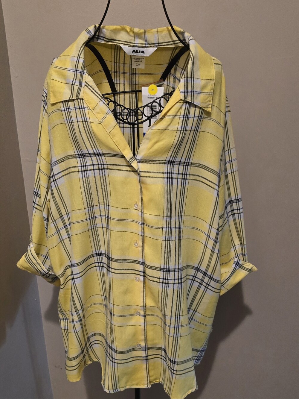 Alia Women's Yellow Checkered Shirt